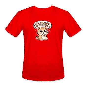 Kawaii Tabby: Still Surprised You're Listening - Men's Moisture Wicking Performance T-Shirt - red - Front - Jackson (183cm)