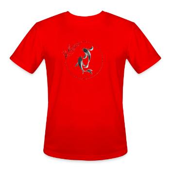 Koi Circle Duo Sumi Ink Art - Men's Moisture Wicking Performance T-Shirt - red - Front - Jackson (183cm)