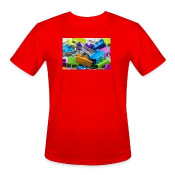 Colorful Binder Clip Burst - Men's Moisture Wicking Performance T-Shirt - red - Front - Jackson (183cm)