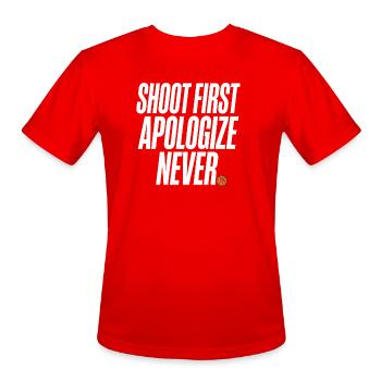 Shoot First Apologize Never Basketball Shooter - Men's Moisture Wicking Performance T-Shirt - red - Front - Jackson (183cm)
