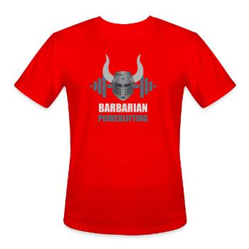 Viking Warrior Powerlifting Workout - Men's Moisture Wicking Performance T-Shirt - red - Front - Jackson (183cm)