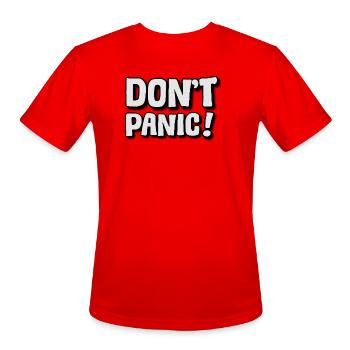 Dont Panic Bold Typography Poster - Men's Moisture Wicking Performance T-Shirt - red - Front - Jackson (183cm)