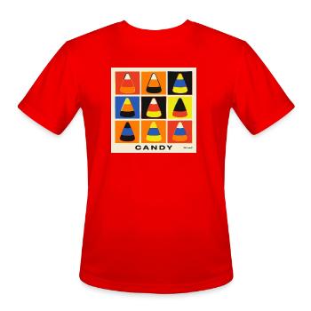 Pop Art Candy Corn Halloween Warhol Style Grid - Men's Moisture Wicking Performance T-Shirt - red - Front - Jackson (183cm)