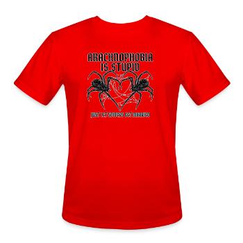 Arachnophobia Is Stupid: Spiders Wed - Men's Moisture Wicking Performance T-Shirt - red - Front - Jackson (183cm)