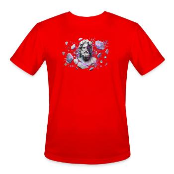 Marble Sage in Neon Circuit - Men's Moisture Wicking Performance T-Shirt - red - Front - Jackson (183cm)