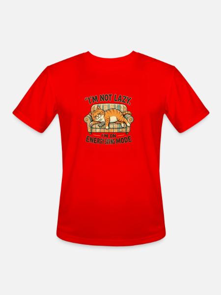 Lazy_Cat - Men's Moisture Wicking Performance T-Shirt - red