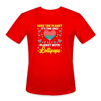 Save the planet only planet with Lollipos - Men's Moisture Wicking Performance T-Shirt - red - Front - Jackson (183cm)