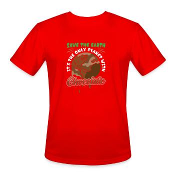 Save the planet only planet with Chocolate - Men's Moisture Wicking Performance T-Shirt - red - Front - Jackson (183cm)