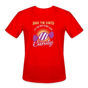 Save the planet only planet with Candy - Men's Moisture Wicking Performance T-Shirt - red - Front - Jackson (183cm)