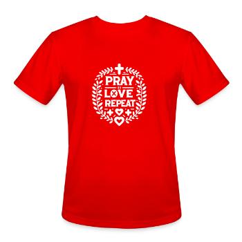 Pray Love Repeat - Men's Moisture Wicking Performance T-Shirt - red - Front - Jackson (183cm)