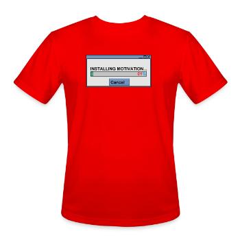 Retro Pixel Art Installing Motivation 1% - Men's Moisture Wicking Performance T-Shirt - red - Front - Jackson (183cm)