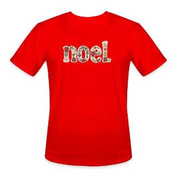Noel Holly Floral Script - Men's Moisture Wicking Performance T-Shirt - red - Front - Jackson (183cm)