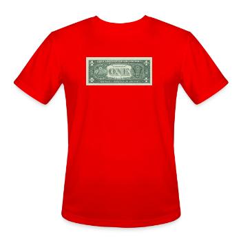 One Dollar Emblem: Vintage Currency Pattern - Men's Moisture Wicking Performance T-Shirt - red - Front - Jackson (183cm)