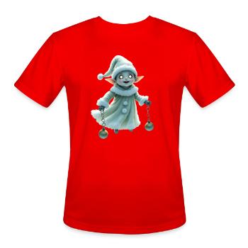 Pastel Bell Elf in Cozy Coat - Men's Moisture Wicking Performance T-Shirt - red - Front - Jackson (183cm)