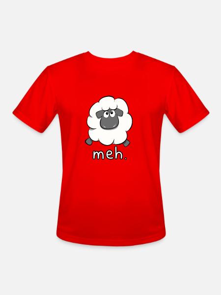 Meh Sheep Cartoon - Men's Moisture Wicking Performance T-Shirt - red