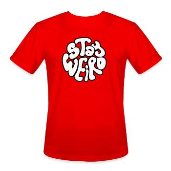 Stay Weird Retro Circle Text - Men's Moisture Wicking Performance T-Shirt - red - Front - Jackson (183cm)