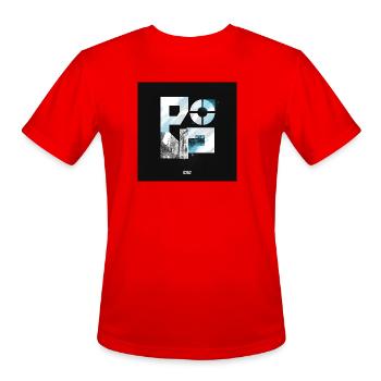 Blue Grid Echo Urban Collage 0262 - Men's Moisture Wicking Performance T-Shirt - red - Front - Jackson (183cm)
