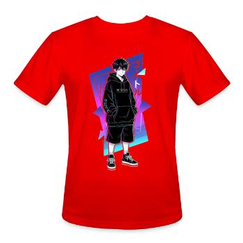 Neon Hoodie Hero: Anime Night - Men's Moisture Wicking Performance T-Shirt - red - Front - Jackson (183cm)