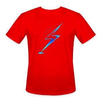 Azure Neon Lightning Burst - Men's Moisture Wicking Performance T-Shirt - red - Front - Jackson (183cm)