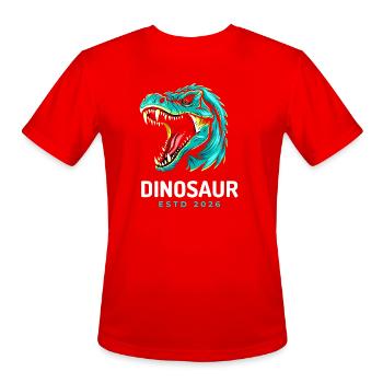 Neon Dino Roar 2026 - Men's Moisture Wicking Performance T-Shirt - red - Front - Jackson (183cm)