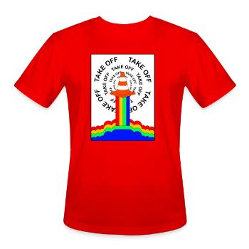 Safety Cone Rocket Rainbow Smoke Funny - Men's Moisture Wicking Performance T-Shirt - red - Front - Jackson (183cm)