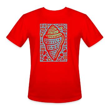 Geometric Sea Shell Doodle - Men's Moisture Wicking Performance T-Shirt - red - Front - Jackson (183cm)