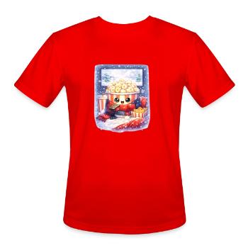 Cozy Snow Popcorn Bucket - Men's Moisture Wicking Performance T-Shirt - red - Front - Jackson (183cm)