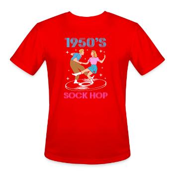 Sock Hop 1950s Dance Party - Men's Moisture Wicking Performance T-Shirt - red - Front - Jackson (183cm)
