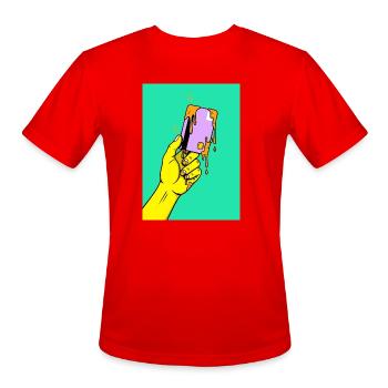 Melting Tech Pop Art Hand - Men's Moisture Wicking Performance T-Shirt - red - Front - Jackson (183cm)