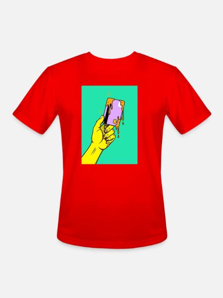 Melting Tech Pop Art Hand - Men's Moisture Wicking Performance T-Shirt - red