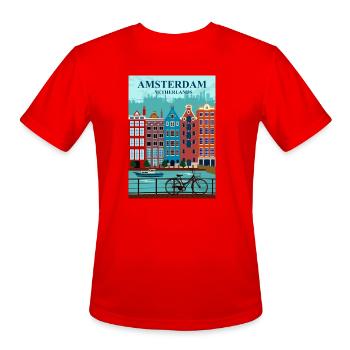 Amsterdam Travel - Men's Moisture Wicking Performance T-Shirt - red - Front - Jackson (183cm)