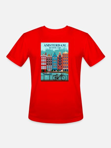 Amsterdam Travel - Men's Moisture Wicking Performance T-Shirt - red