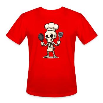 Skeleton Chef Grillmaster - Men's Moisture Wicking Performance T-Shirt - red - Front - Jackson (183cm)