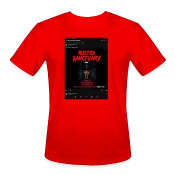 Rusted Sanctuary: Dark Dungeon Illustration - Men's Moisture Wicking Performance T-Shirt - red - Front - Jackson (183cm)