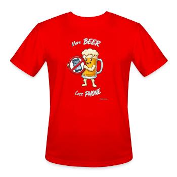 More Beer, Less Phone - Men's Moisture Wicking Performance T-Shirt - red - Front - Jackson (183cm)