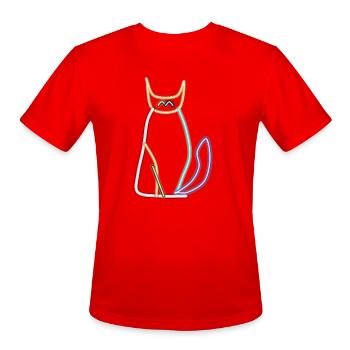 Neon Cat Silhouette with Scarf - Men's Moisture Wicking Performance T-Shirt - red - Front - Jackson (183cm)