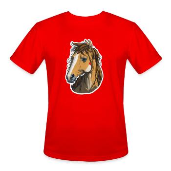 Funny horsein the form of a sticker - Men's Moisture Wicking Performance T-Shirt - red - Front - Jackson (183cm)