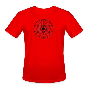 Ornamental Orbit Mandala - Men's Moisture Wicking Performance T-Shirt - red - Front - Jackson (183cm)