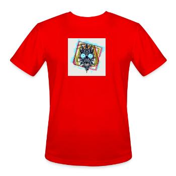 Neon Skull Geometric Bloom - Men's Moisture Wicking Performance T-Shirt - red - Front - Jackson (183cm)