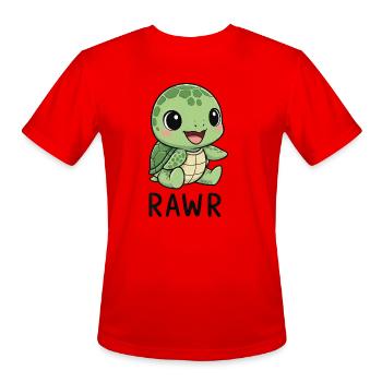 Cute cartoon turtle monster rawr funny ironic - Men's Moisture Wicking Performance T-Shirt - red - Front - Jackson (183cm)