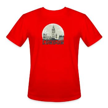 Vintage London Skyline Arc - Men's Moisture Wicking Performance T-Shirt - red - Front - Jackson (183cm)