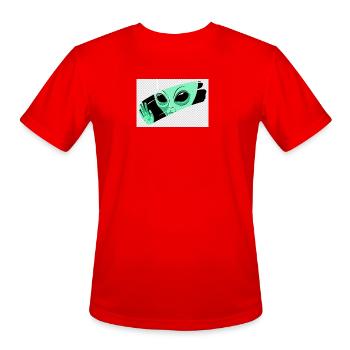 Mint Alien Wave Graphic - Men's Moisture Wicking Performance T-Shirt - red - Front - Jackson (183cm)