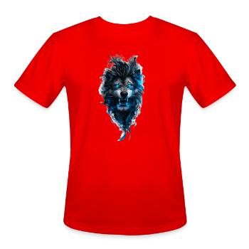 Neon Wolf Howl - Men's Moisture Wicking Performance T-Shirt - red - Front - Jackson (183cm)