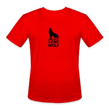Lone Wolf Howling Silhouette - Men's Moisture Wicking Performance T-Shirt - red - Front - Jackson (183cm)