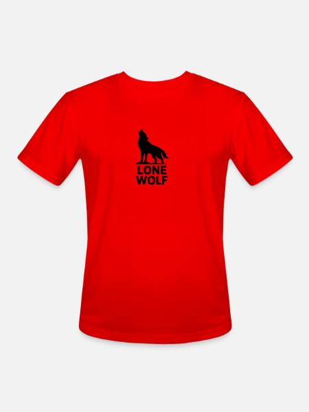 Lone Wolf Howling Silhouette - Men's Moisture Wicking Performance T-Shirt - red