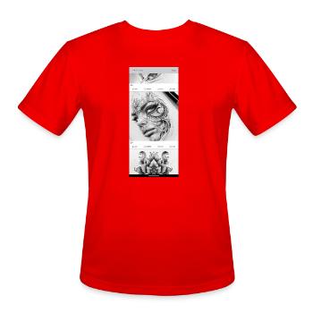 Intricate Mono Face with Floral Swirls - Men's Moisture Wicking Performance T-Shirt - red - Front - Jackson (183cm)