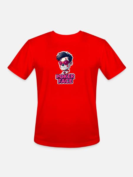 Poker Face - Men's Moisture Wicking Performance T-Shirt - red