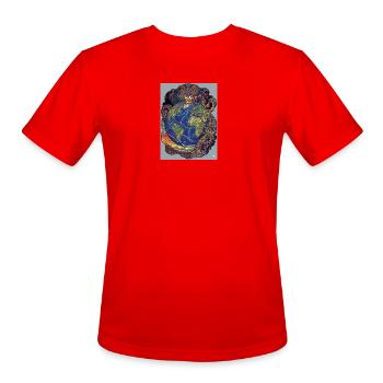 Serpentine Earth Psychedelic World Map - Men's Moisture Wicking Performance T-Shirt - red - Front - Jackson (183cm)