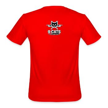 9 Cats Studios - Men's Moisture Wicking Performance T-Shirt - red - Back - Jackson (183cm)
