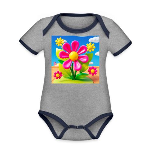 Pink Floral Peace | Sky & Nature Design - Organic Contrast SS Baby Bodysuit